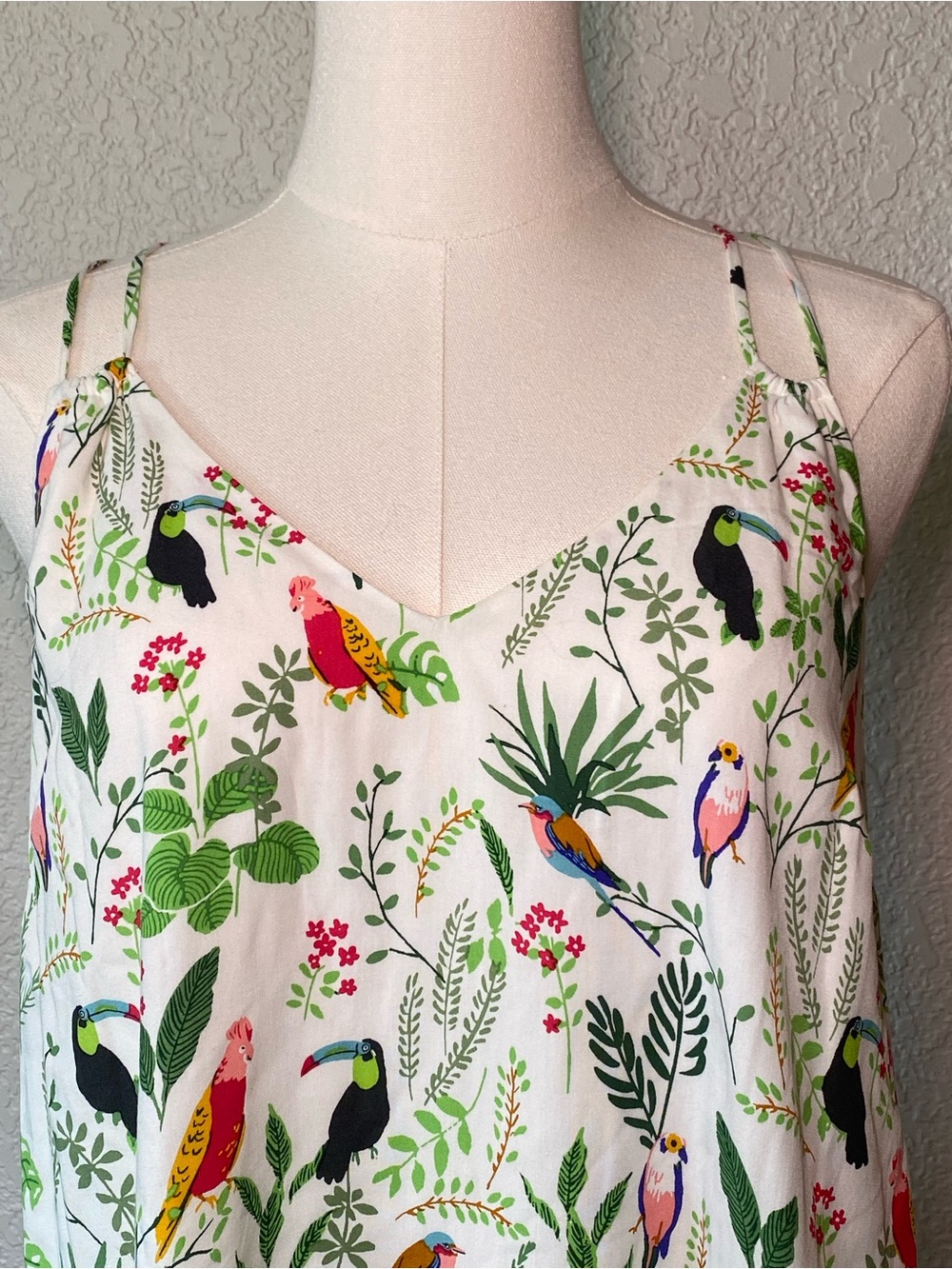 Loft bird print dress women’s size small s - Picture 4 of 7